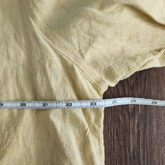 FLAX Linen Oversized Top M Yellow Beach Minimalist Cottage Coastal Grandma - Picture 5 of 6